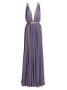 【送料無料】 リーム アクラ レディース ワンピース トップス Embellished V-Neck Chiffon Gown lilac