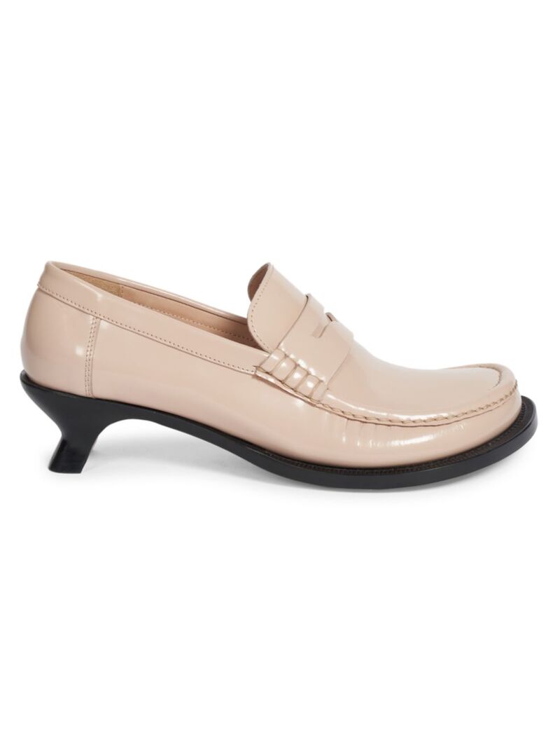 【送料無料】 ロエベ レディース パンプス シューズ Loewe Tierra 40MM Leather Kitten-Heel Loafer Pumps powder