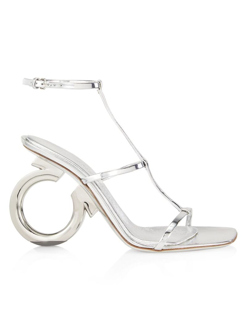 ̵ ե饬 ǥ  塼 Elina 105MM Gancini Heel Sandals argento