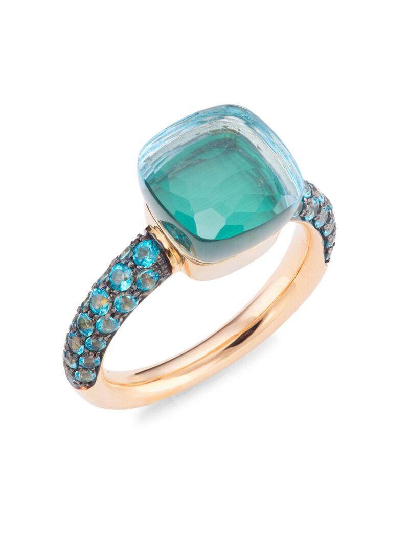 ポメラート 【送料無料】 ポメラート レディース リング アクセサリー Nudo 18K Rose Gold, Sky Blue Topaz & Agate Classic Square Ring rose gold