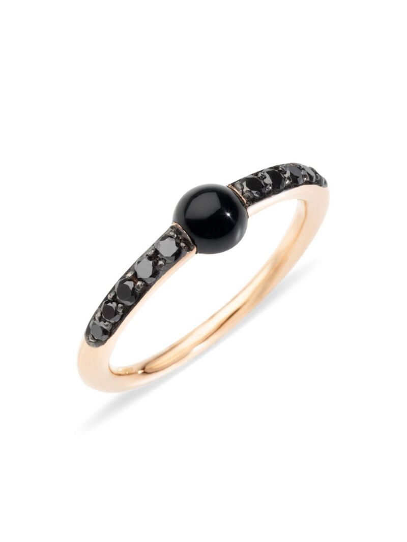 【送料無料】 ポメラート レディース リング アクセサリー M'ama non M'ama 18K Rose Gold Onyx & Black Diamond Ring rose gold