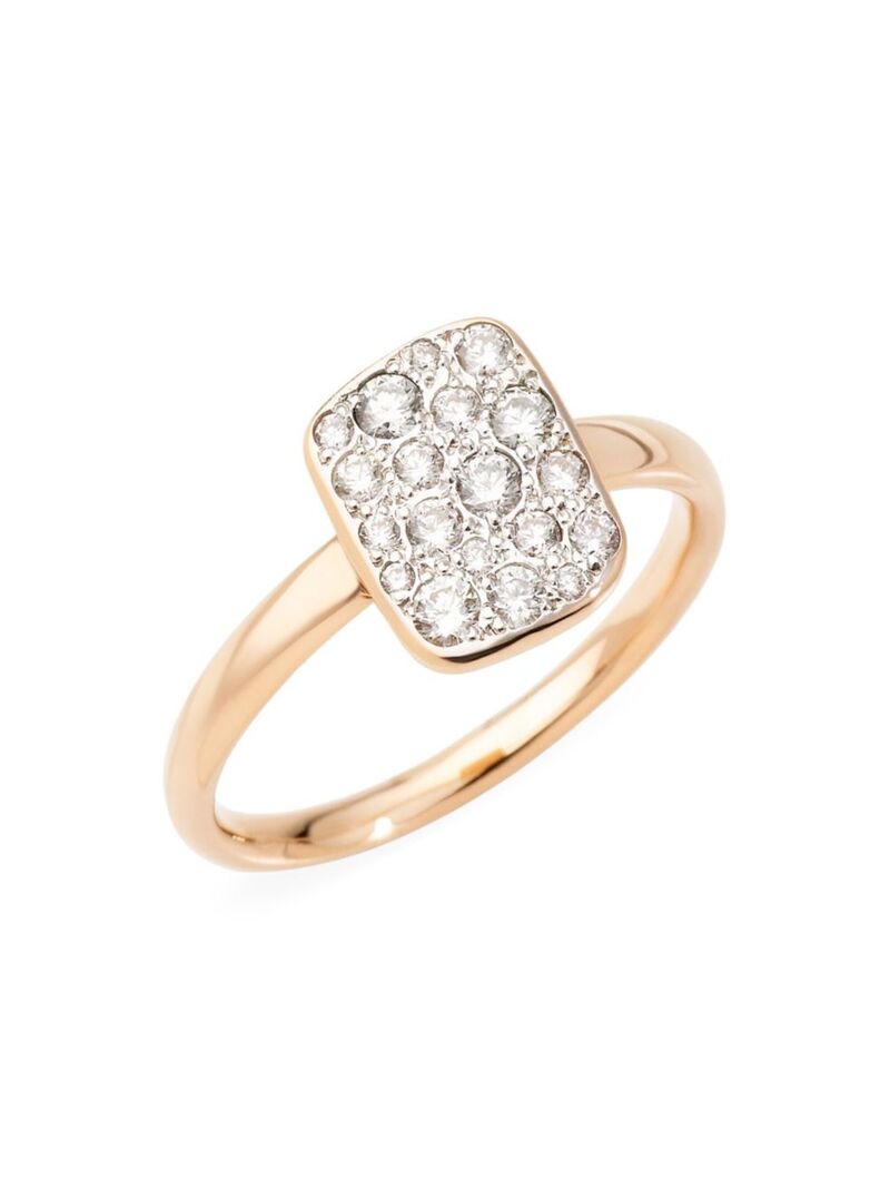 ポメラート 【送料無料】 ポメラート レディース リング アクセサリー Sabbia 18K Rose Gold & Diamond Rectangular Ring rose gold