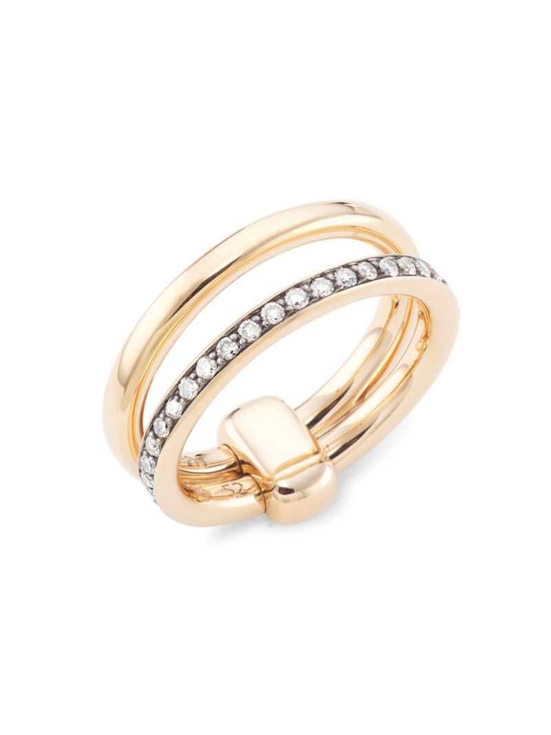 【送料無料】 ポメラート レディース リング アクセサリー Iconica 18K Rose Gold & Brown Diamond Stack Ring rose gold