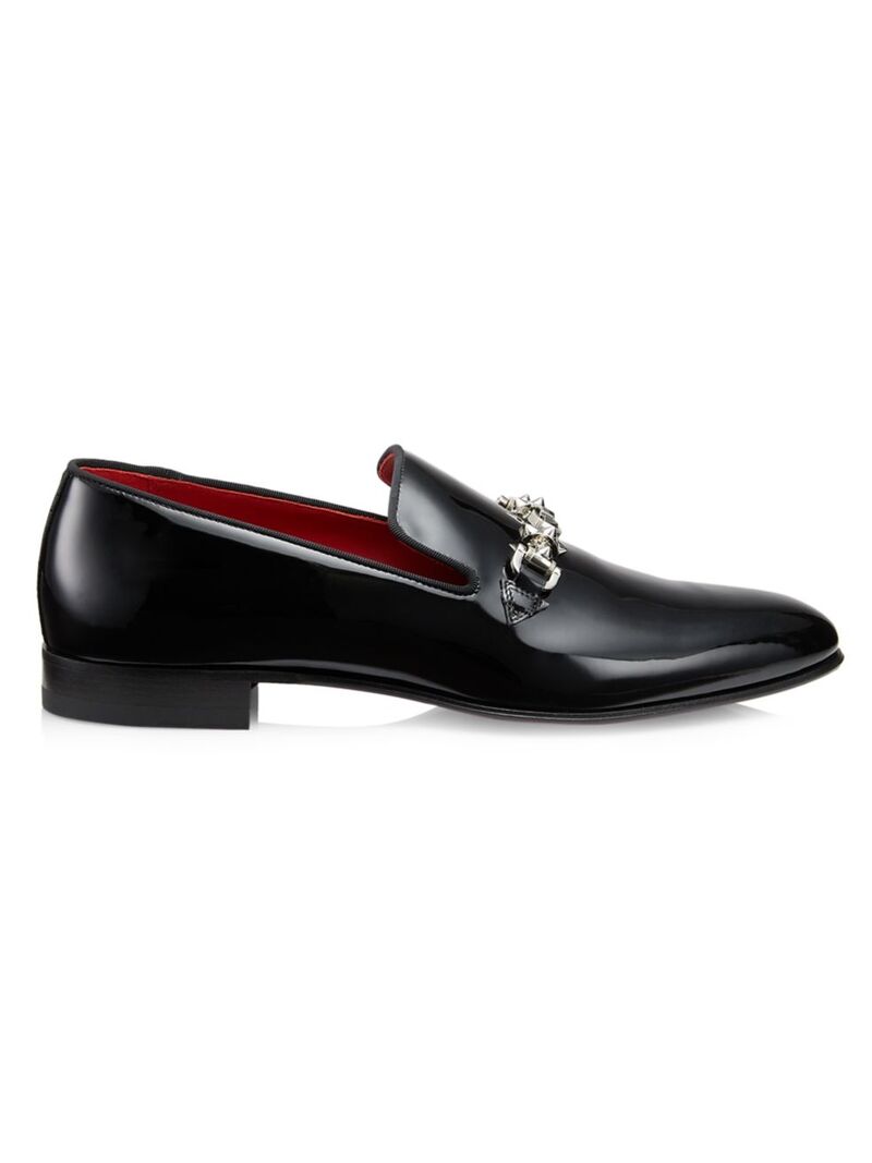 ̵ ꥹ󡦥֥  åݥ󡦥ե 塼 Equiswing Spike-Embellished Patent Leather Loafers black lin loubi