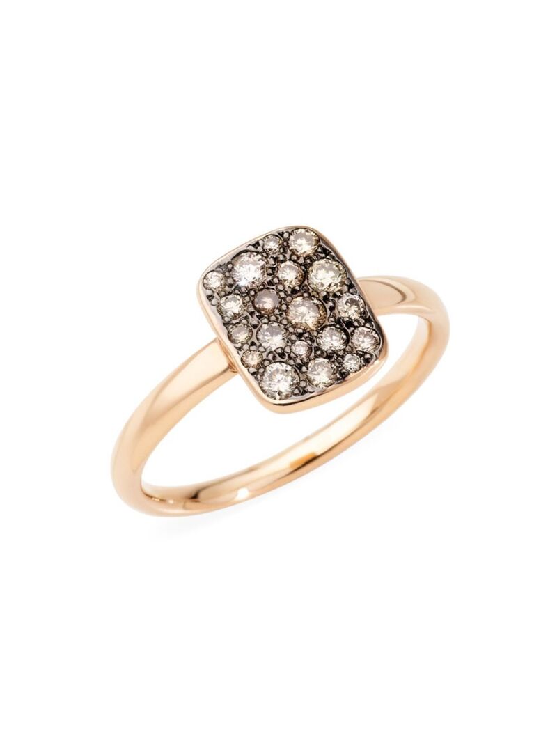 ポメラート 【送料無料】 ポメラート レディース リング アクセサリー Sabbia 18K Rose Gold & Brown Diamond Rectangular Ring rose gold