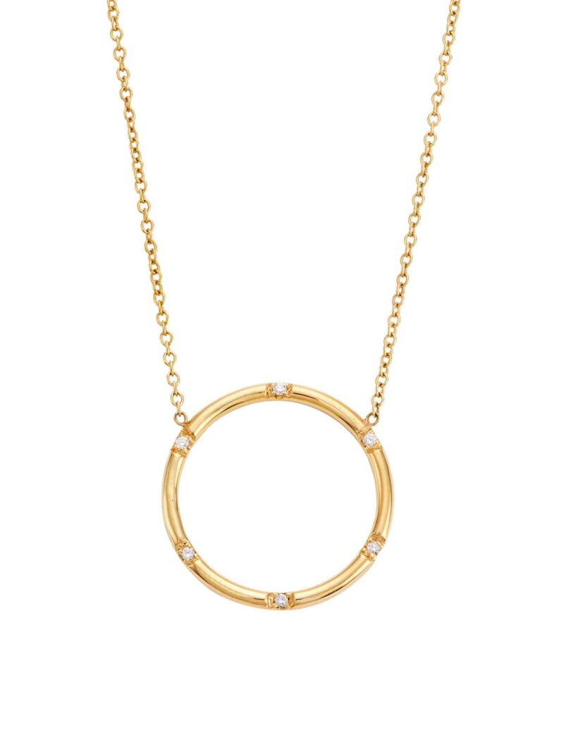 yz ]C`bR fB[X lbNXE`[J[Ey_ggbv ANZT[ 14K Yellow Gold & Diamond Open Circle Pendant Necklace gold