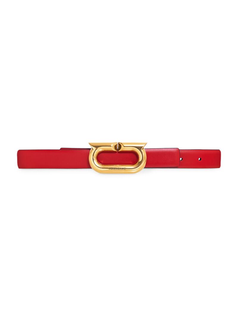 サルヴァトーレフェラガモ 【送料無料】 フェラガモ レディース ベルト アクセサリー Gancini Buckle Reversible Leather Belt flame red nero