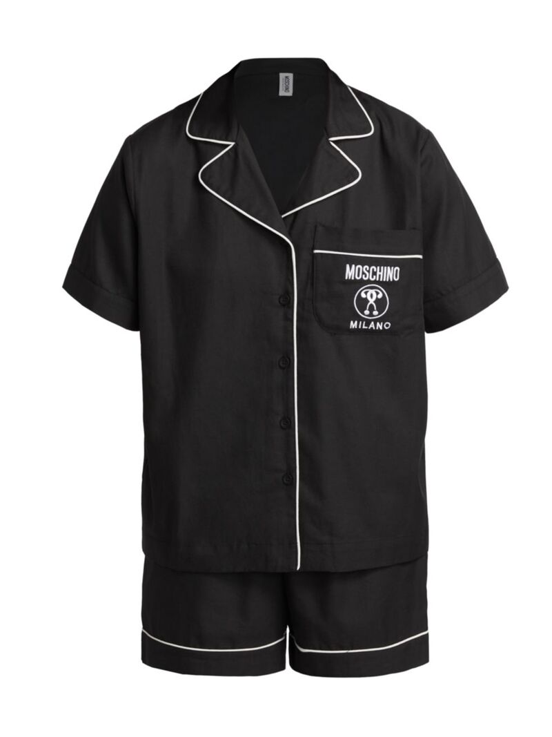 楽天ReVida 楽天市場店【送料無料】 モスキーノ レディース ナイトウェア アンダーウェア Embroidered Logo Short Pajama Set black