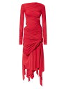【送料無料】 ジ アティコ レディース ワンピース トップス Ruched Asymmetrical Jersey Midi Dress vibrant red