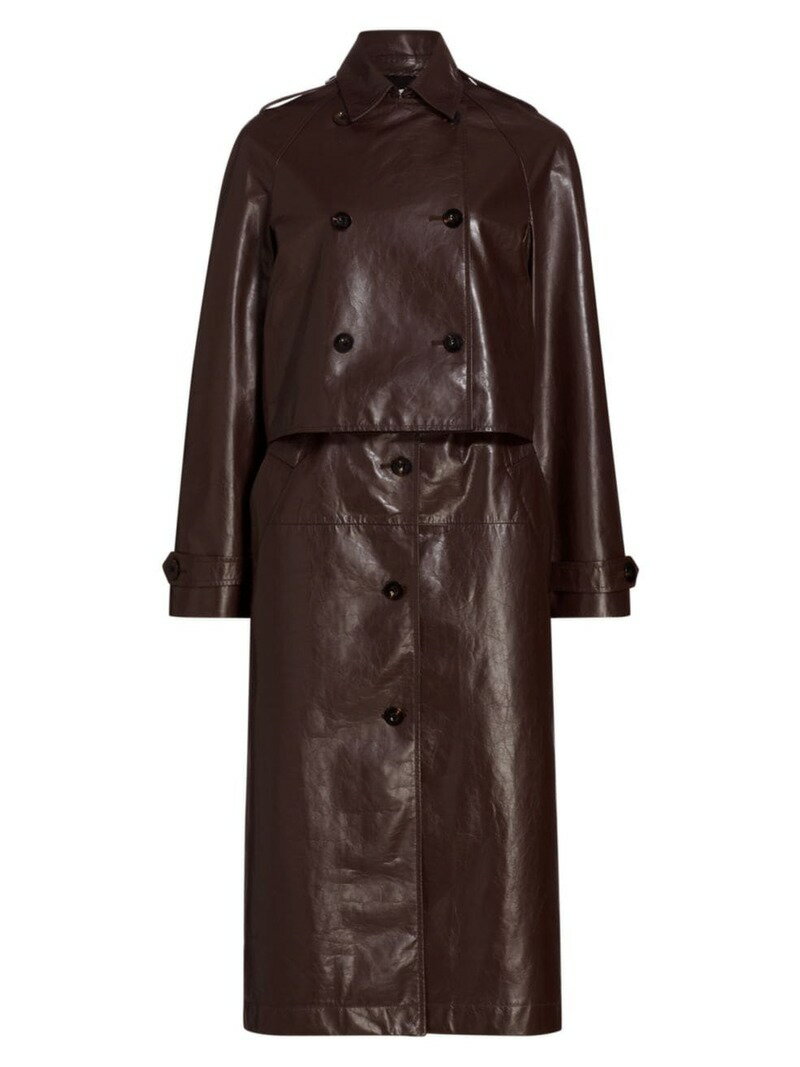 ̵ ååƥ ǥ 㥱åȡ֥륾  Double Layer Leather Trench Coat chocolate