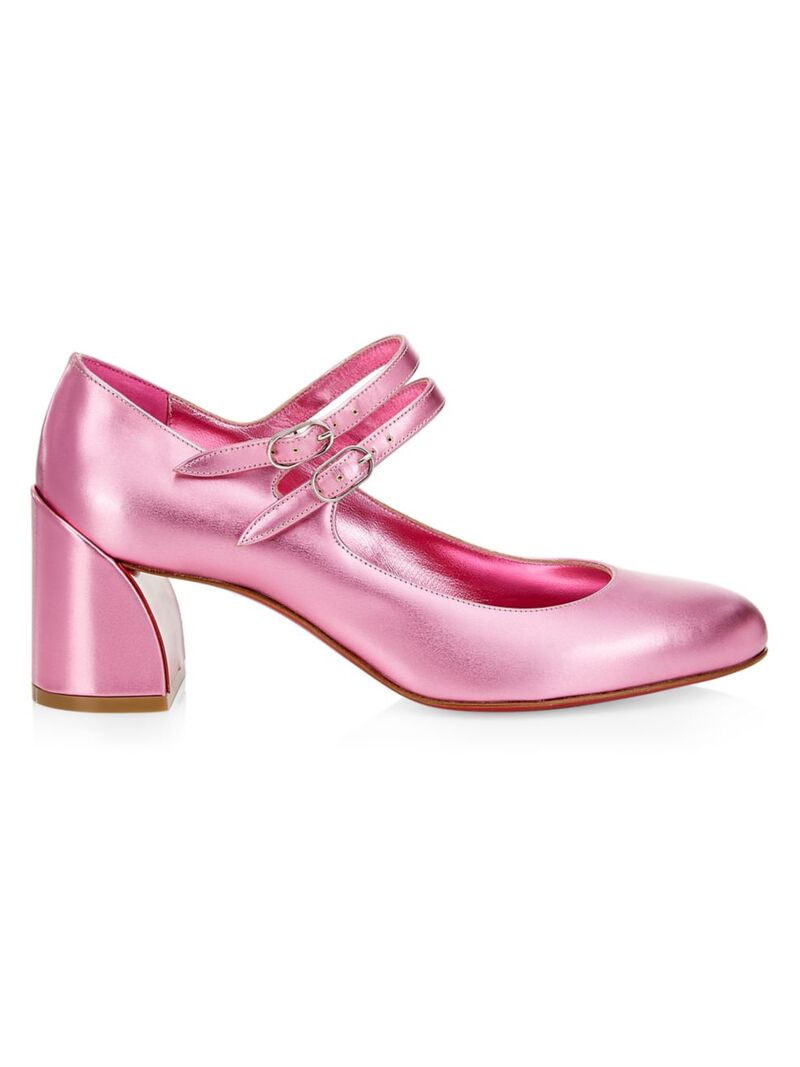 【送料無料】 クリスチャン ルブタン レディース パンプス シューズ Miss Jane 55MM Double-Strap Leather Mary Jane Shoes pink