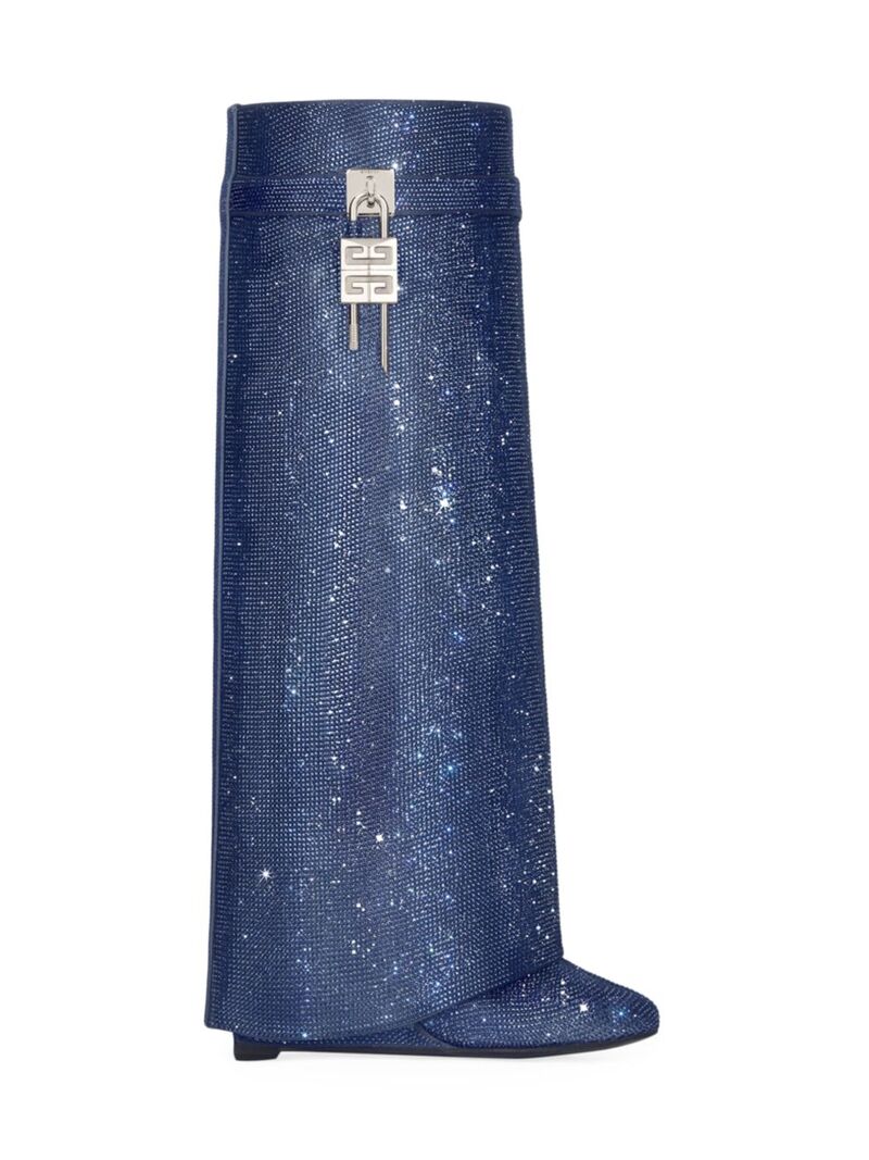 ̵ Х󥷡 ǥ ֡ġ쥤֡ 塼 Shark Lock Boots In Satin With Strass oil blue