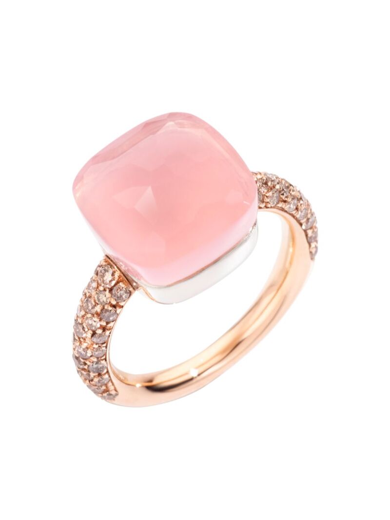 ポメラート 【送料無料】 ポメラート レディース リング アクセサリー Nudo 18K Rose Gold & White Gold, Rose Quartz & Diamond Maxi Square Ring rose gold