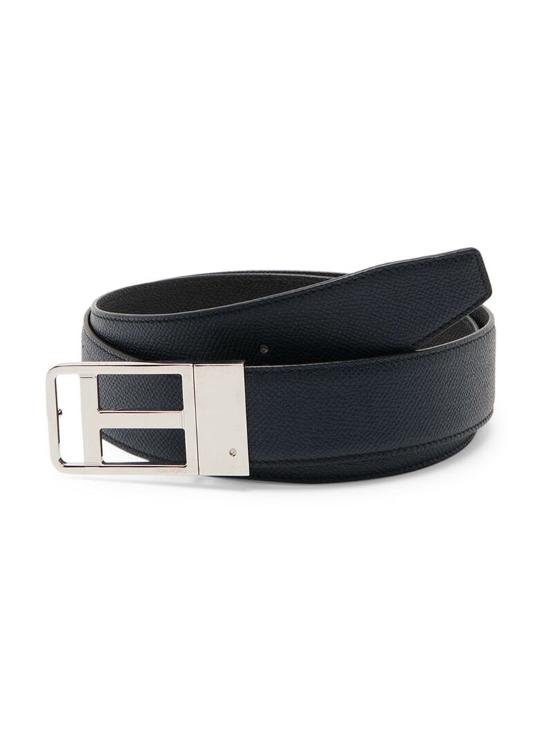 トムフォード 【送料無料】 トム・フォード メンズ ベルト アクセサリー Leather T Logo Belt dark navy black