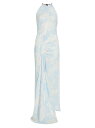 【送料無料】 プロエンザショラー レディース ワンピース トップス Floral Draped Sleeveless Gown blue multi