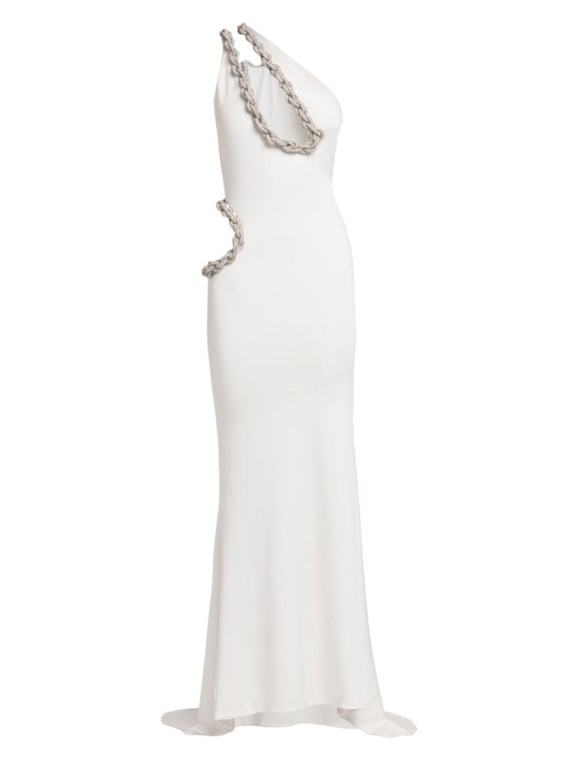 【送料無料】 ステラマッカートニー レディース ワンピース トップス Rope Cut-Out One-Shoulder Gown off white