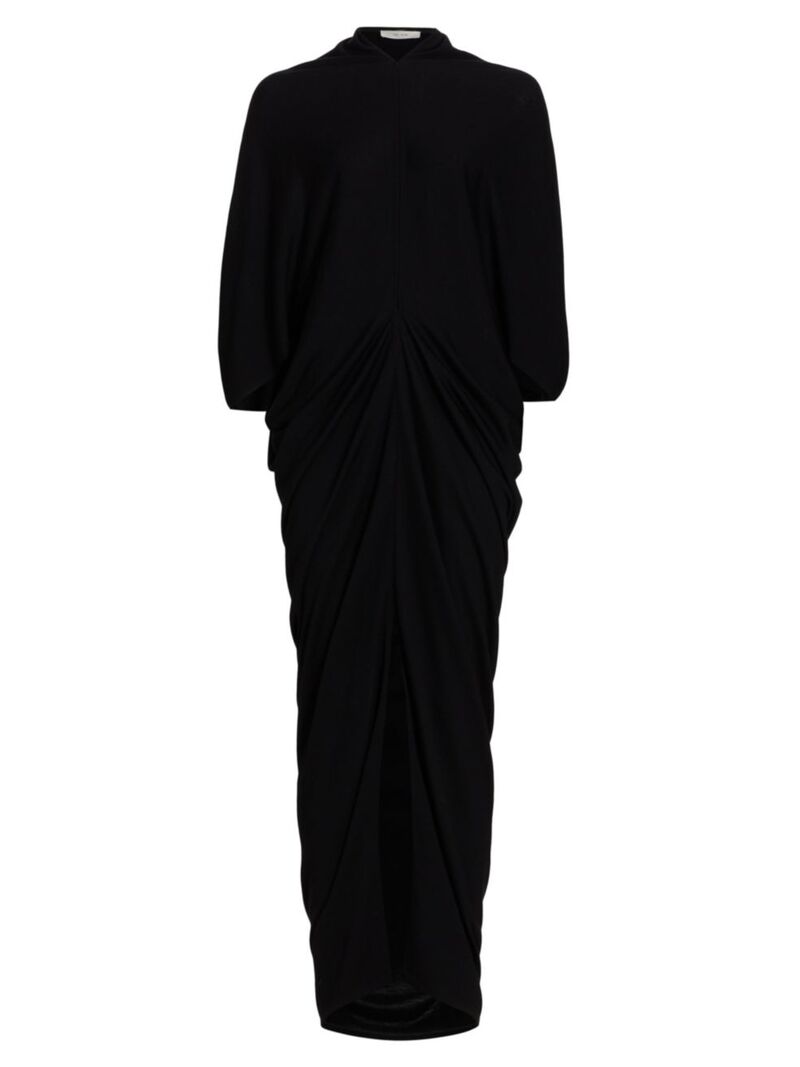 ̵   ǥ ԡ ȥåץ Robin Wool Draped Maxi Dress black