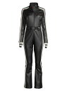 yz p[tFNg[g fB[X WPbgEu] AE^[ Crystal Belted Stripe Faux Leather Ski Suit black