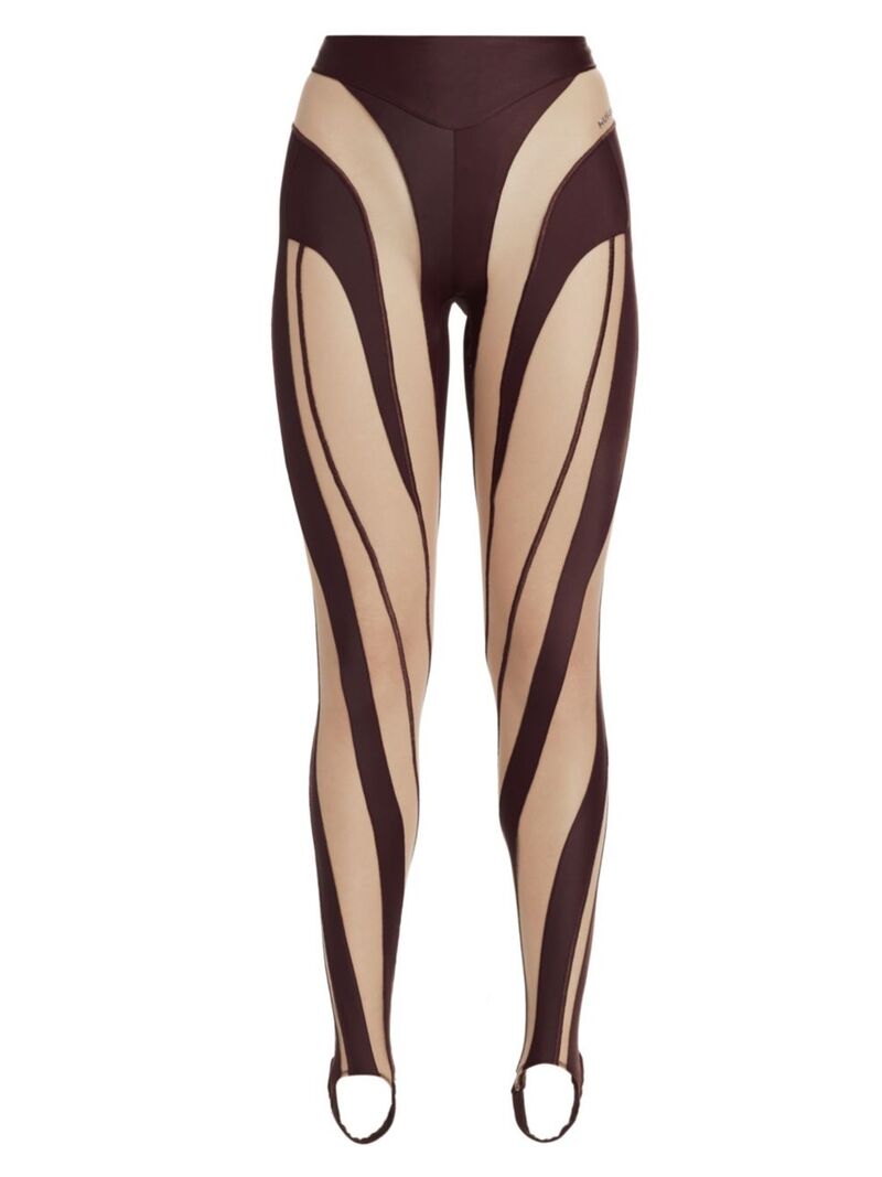 【送料無料】 マグラー レディース レギンス ボトムス Spiral Illusion Leggings dark raisin beige