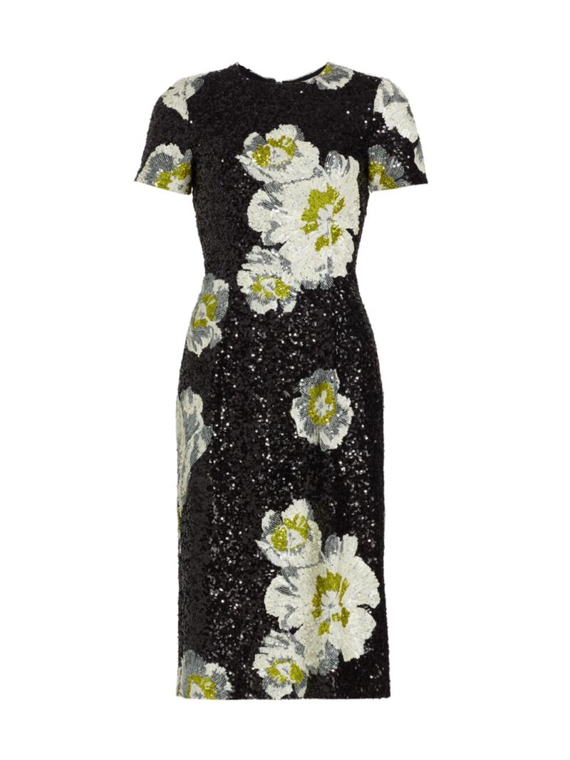 【送料無料】 プラバルグラング レディース ワンピース トップス Floral Sequin Sheath Dress black multi