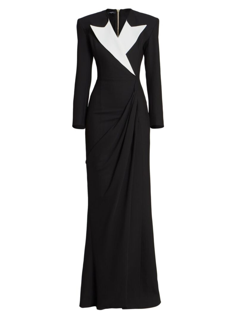 【送料無料】 バルマン レディース ワンピース トップス Two-Tone Tuxedo Gown black white