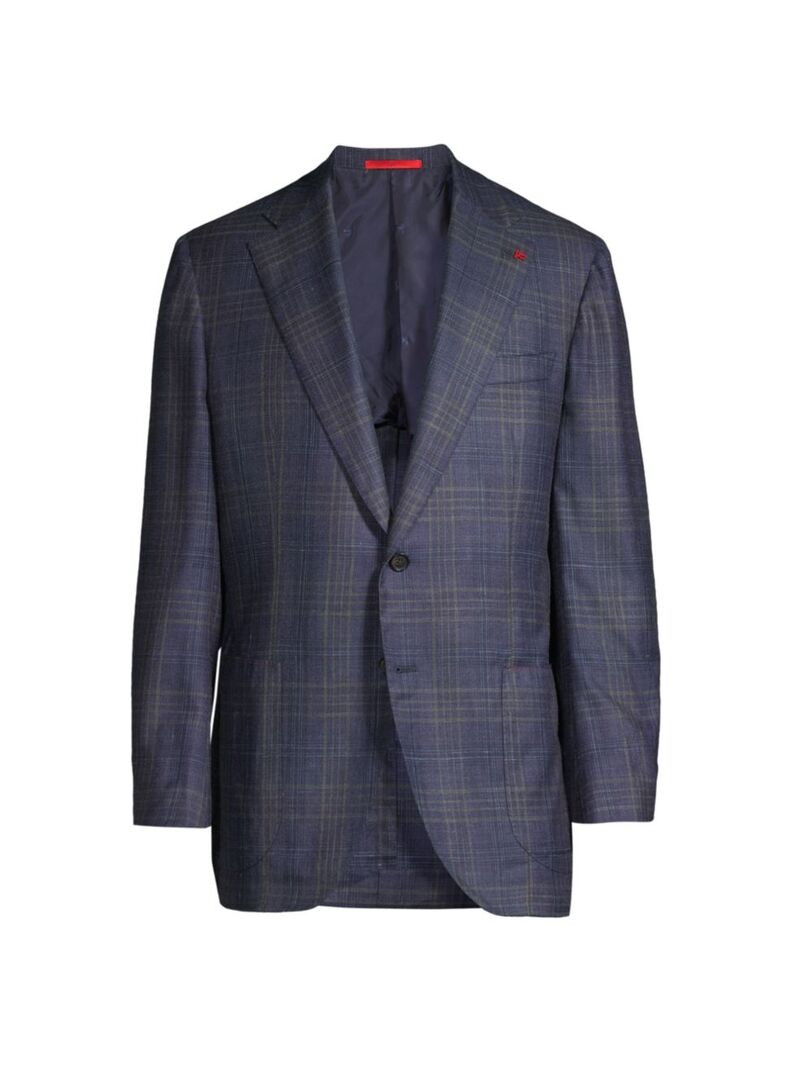 【送料無料】 イザイア メンズ ジャケット・ブルゾン アウター Marechiaro Plaid Wool-Blend Two-Butto..