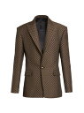 【送料無料】 バルマン メンズ ジャケット・ブルゾン ブレザー アウター Logo Print One-Button Cotton Blazer brown