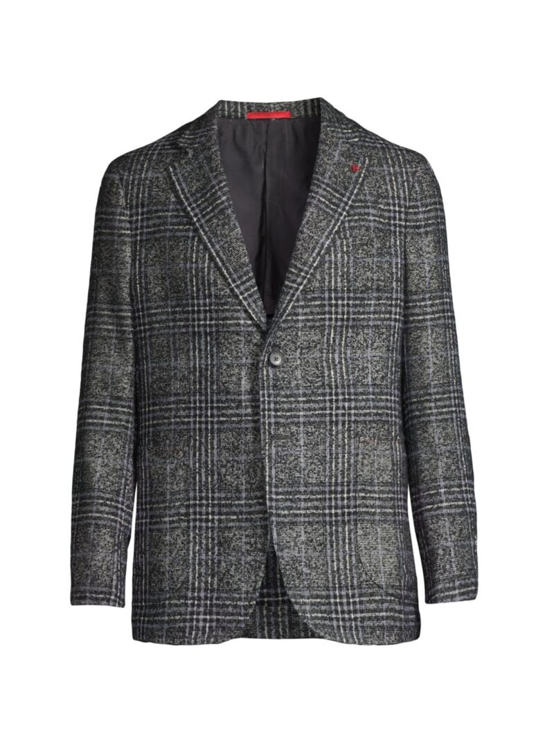 【送料無料】 イザイア メンズ ジャケット・ブルゾン アウター Capri Plaid Cashmere-Blend Two-Button Sport Coat grey