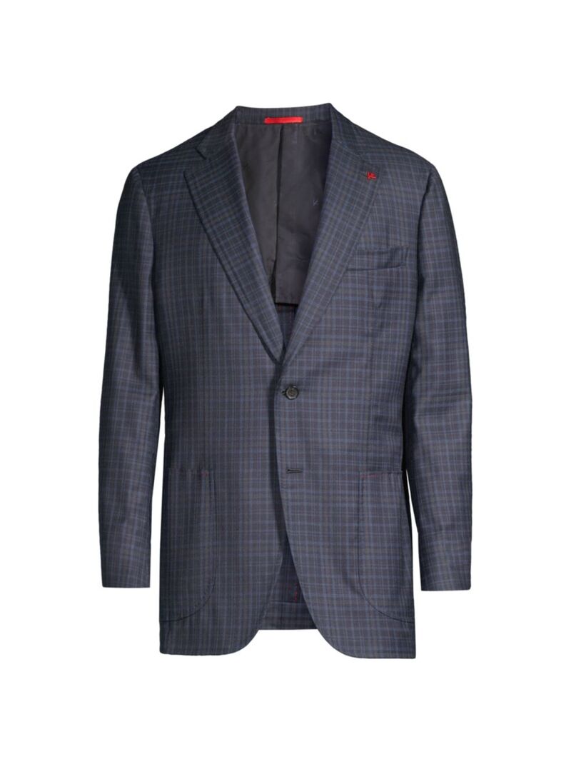 【送料無料】 イザイア メンズ ジャケット・ブルゾン アウター Domenico Plaid Wool Two-Button Sport ..