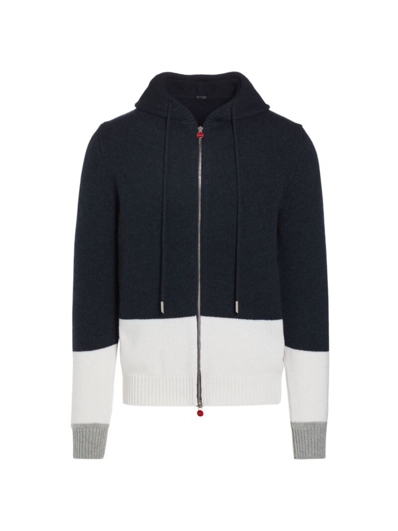 【送料無料】 キートン メンズ パーカー・スウェット フーディー アウター Colorblocked Cashmere Hoodie blue white