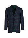 【送料無料】 キートン メンズ ジャケット・ブルゾン アウター Plaid Wool Three-Button Sport Coat blue