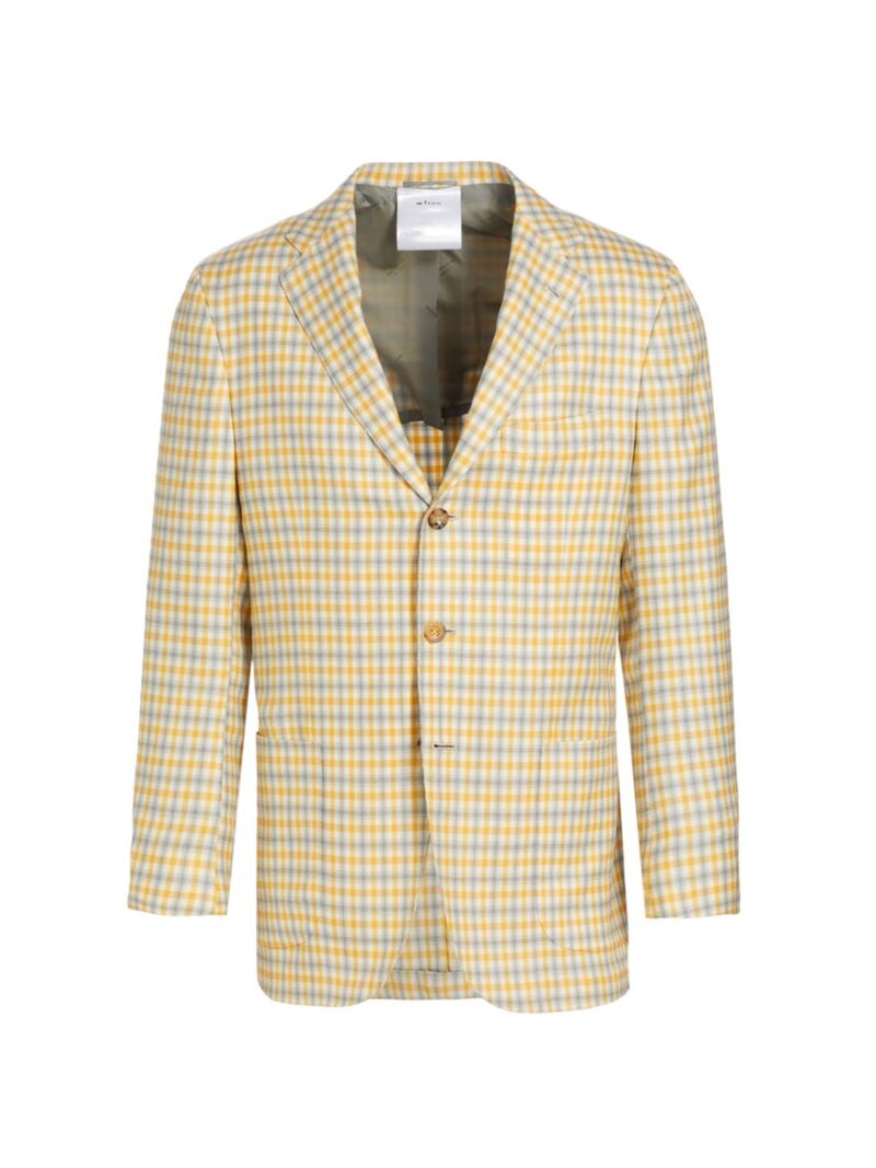 【送料無料】 キートン メンズ ジャケット・ブルゾン アウター Plaid Cashmere-Blend Sportcoat yellow