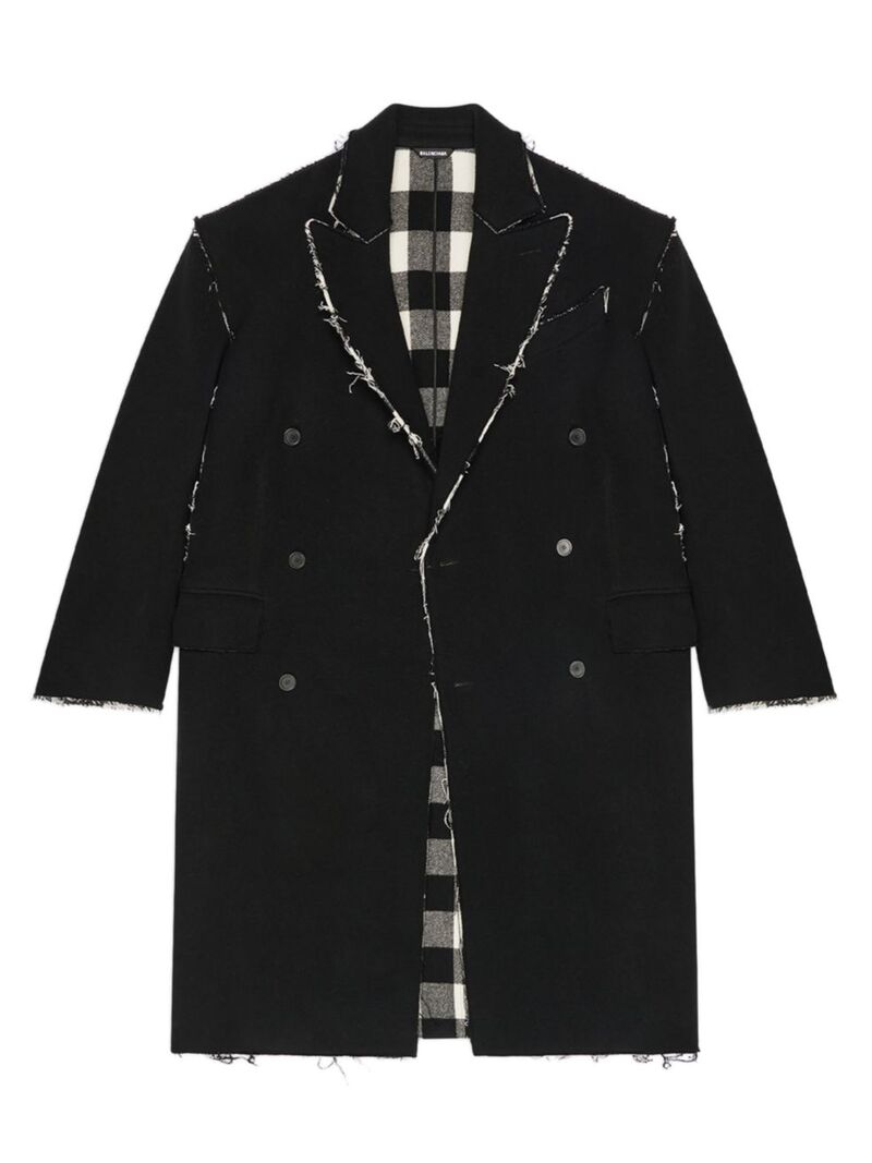 【送料無料】 バレンシアガ メンズ ジャケット・ブルゾン アウター Raw Edge Coat black white