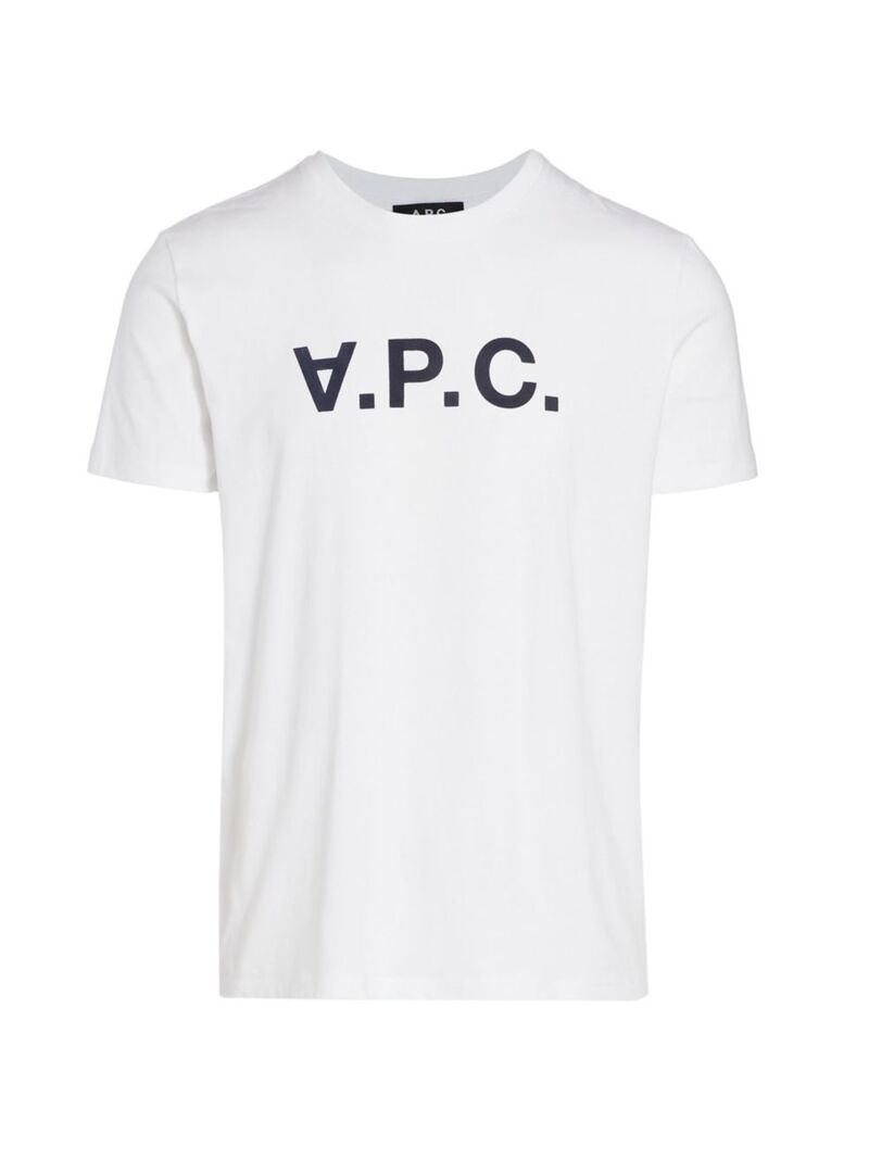 【送料無料】 アーペーセー メンズ Tシャツ トップス VPC Logo T-Shirt white dark navy