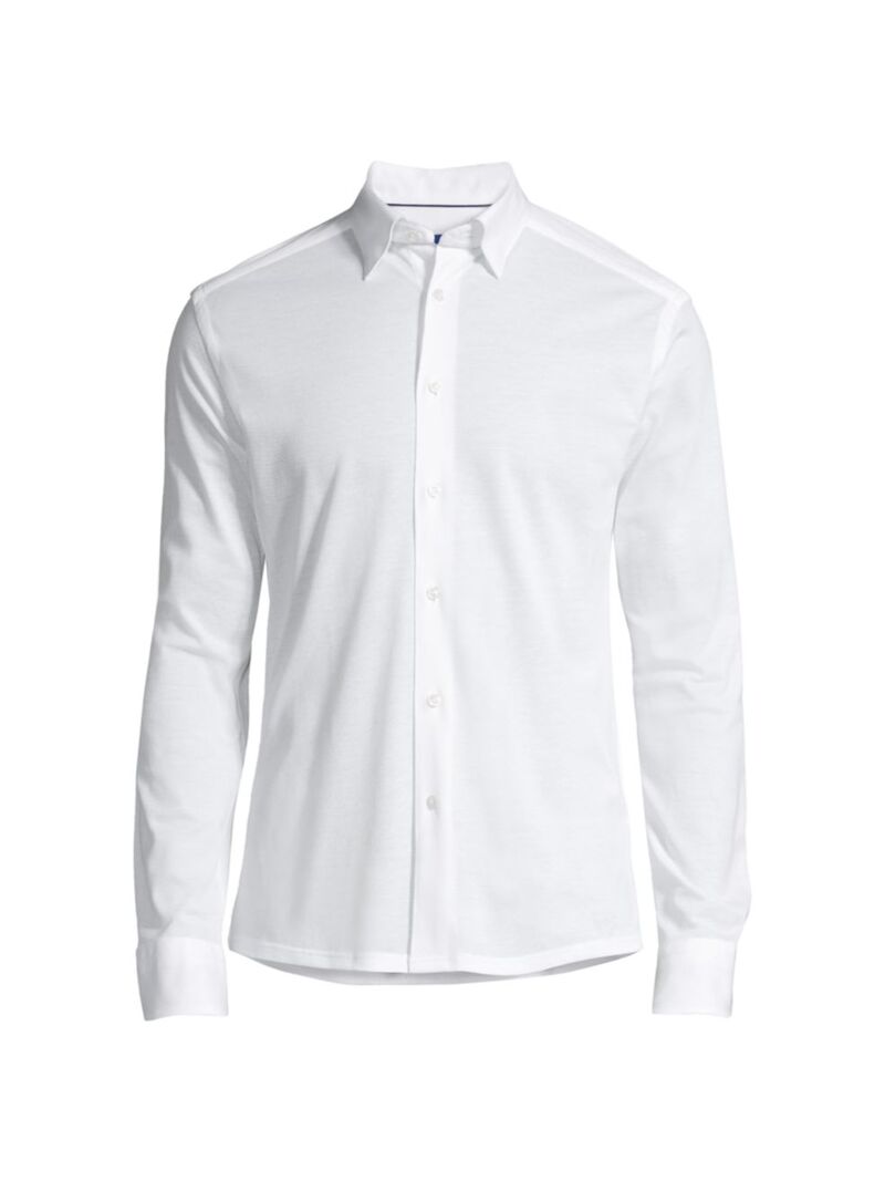 楽天ReVida 楽天市場店【送料無料】 エトン メンズ シャツ トップス Soft Casual Slim-Fit Pique Cotton Sport Shirt white