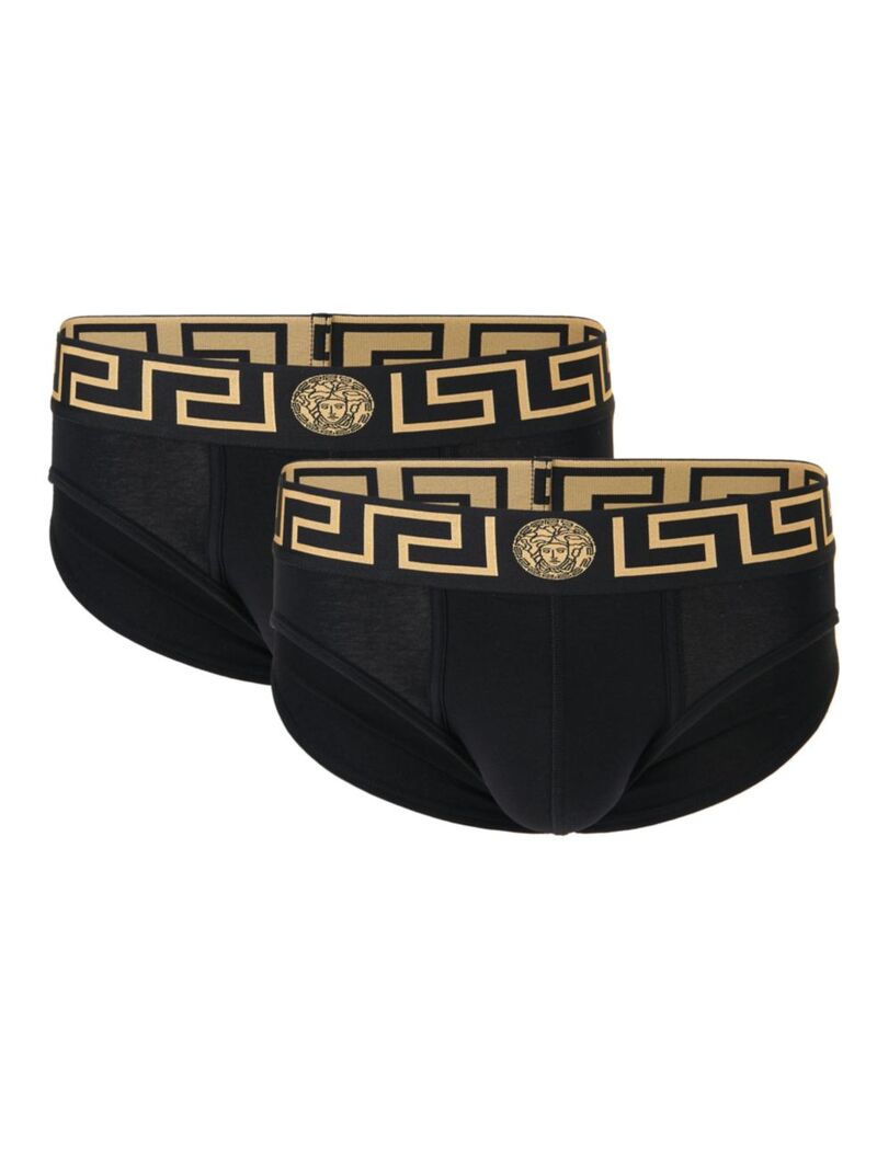 versace 【送料無料】 ヴェルサーチ メンズ ブリーフパンツ アンダーウェア Iconic 2-Pack Briefs black gold