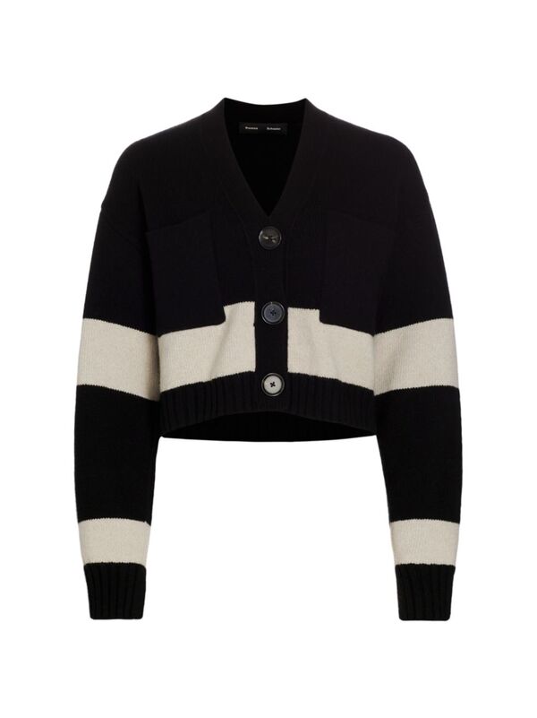 【送料無料】 プロエンザショラー レディース ニット・セーター カーディガン アウター Colorblocked Cashmere & Wool Cardigan black multi