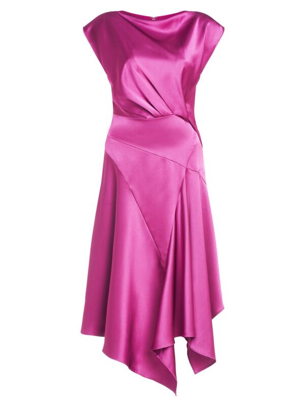 【送料無料】 セイア レディース ワンピース トップス Isla Satin Draped Midi-Dress rosewood