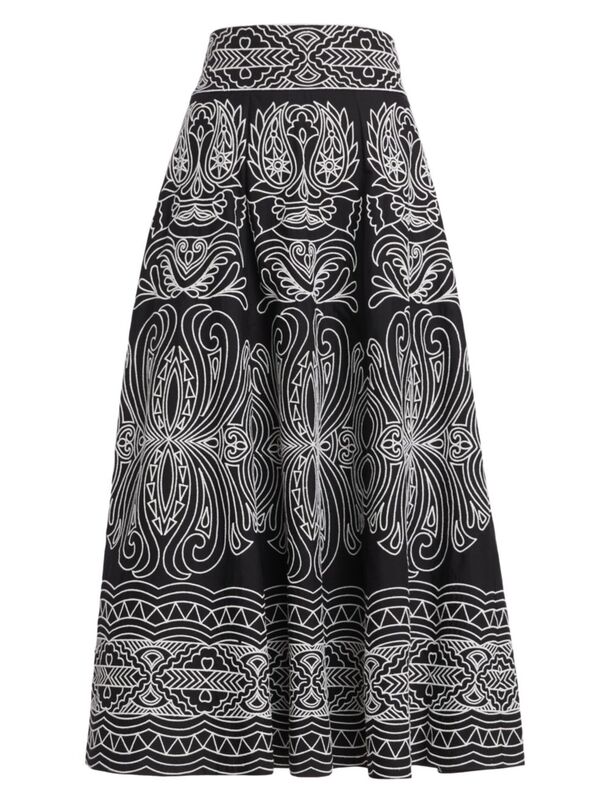 【送料無料】 フィギュー レディース スカート ボトムス Isla Arabesque Cotton A-Line Skirt black