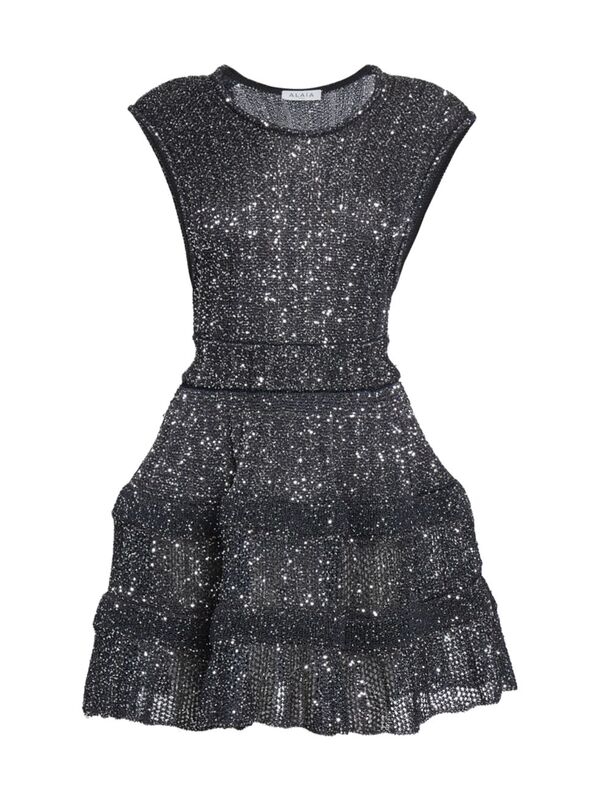 ̵ 饤 ǥ ԡ ȥåץ Sequin-Embellished Fit & Flare Minidress marine argent