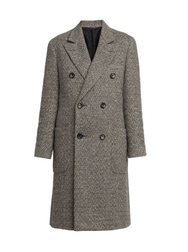 ロロピアーナ レディース ジャケット・ブルゾン アウター Double-Breasted Herringbone Tweed Coat grey cold desert