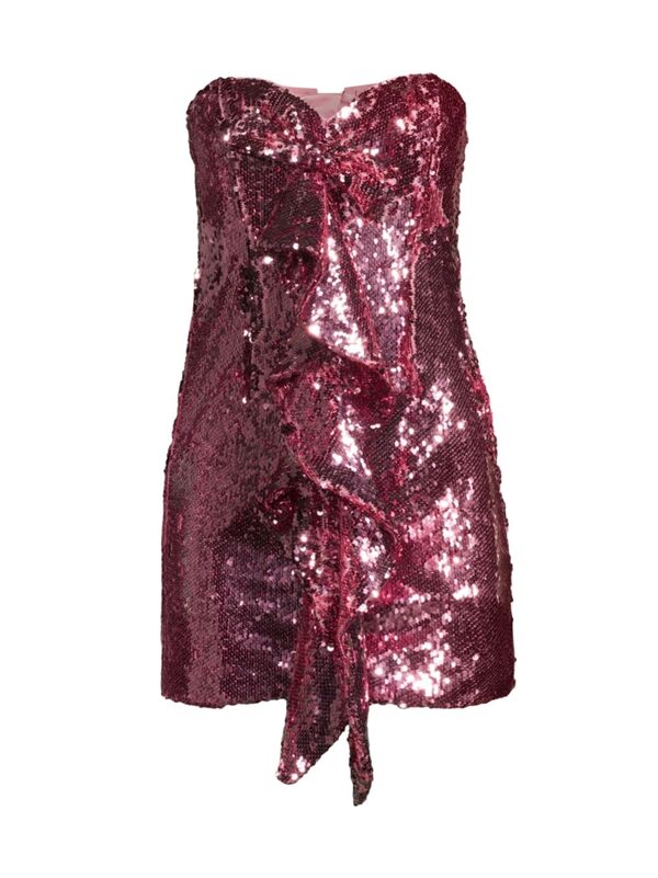  バードット レディース ワンピース トップス Yolanda Sequined Ruffled Minidress lili pink