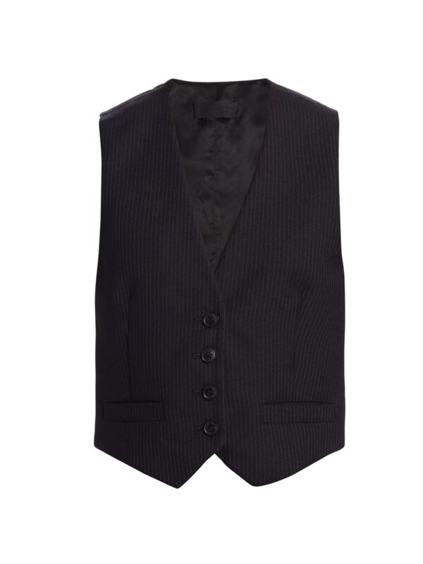 ̵ ˥ ǥ 󥯥ȥå ȥåץ Ismael Wool Vest black pinstripe