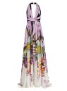 【送料無料】 エリー サーブ レディース ワンピース トップス Halter Plunge Floral Silk Gown macro flower