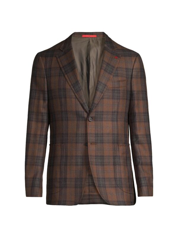 【送料無料】 イザイア メンズ ジャケット・ブルゾン アウター Capri Plaid Cashmere-Silk Two-Button Sport Coat copper