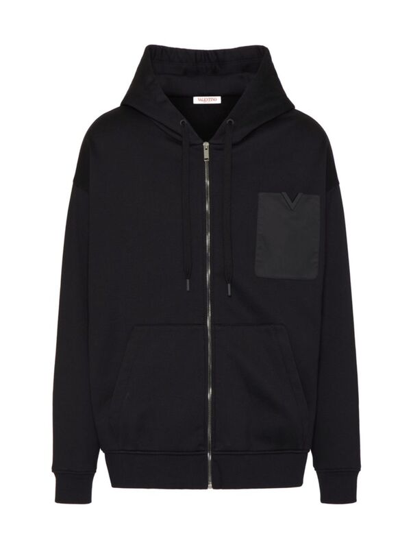 ̵ ƥ  ѡå  Technical Cotton Sweatshirt With Zipper And Rubberized V Detail black