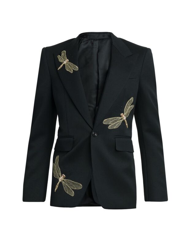 【送料無料】 アレキサンダー・マックイーン メンズ ジャケット・ブルゾン アウター Dragonfly Embroidered Jacket black
