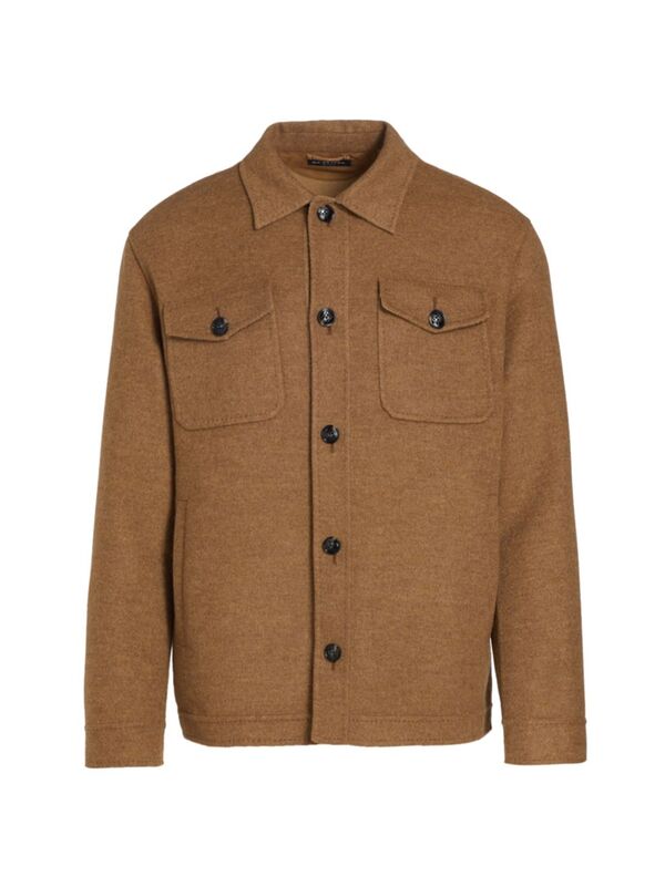 【送料無料】 キートン メンズ ジャケット・ブルゾン アウター Wool-Cashmere Shirt Jacket rust