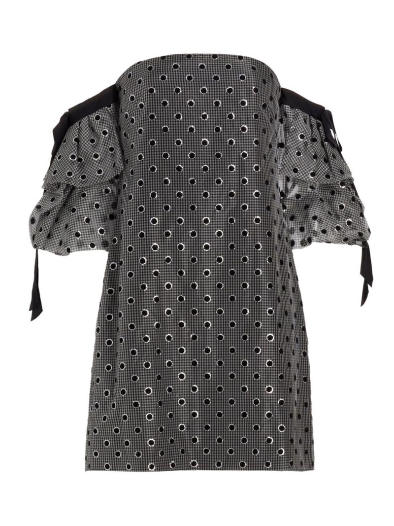 【送料無料】 リラローズ レディース ワンピース トップス Polka Dot Silk Minidress black multi