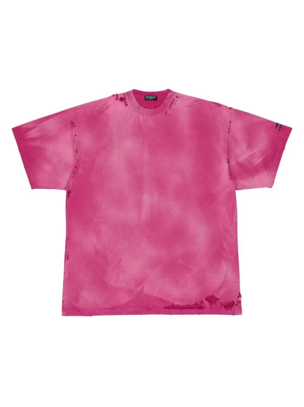 【送料無料】 バレンシアガ メンズ Tシャツ トップス 3B Sports Icon Repaired T-shirt Oversized dark fuchsia